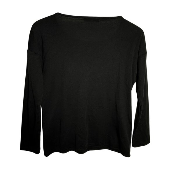 Sonia Rykiel Vintage black long sleeve scoop neck tee size Large Amour Crystals - Picture 5 of 9